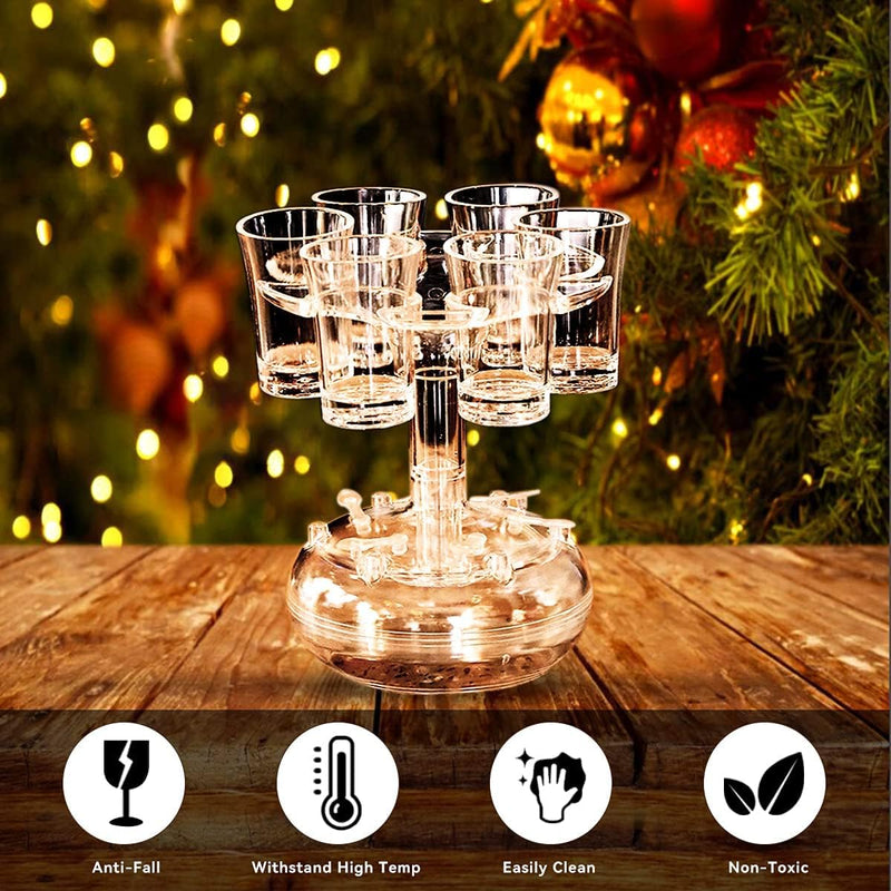 MOKOQI Acrylic Shot Glasses Dispenser, 6 Shot Glass Dispenser and Holder for Liquid Fun Drinking in College, Camping, 21st Birthday Home Parties