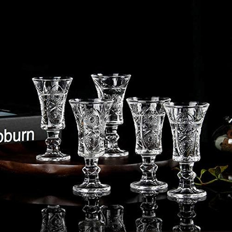 Round 1.3-Oz Cordial Glasses, Lead-Free Sherry Glasses, Clear Heavy Base Shot Glasses (Set of 6)