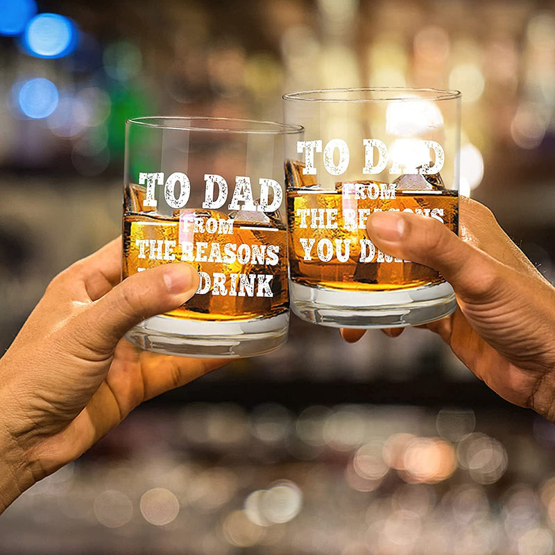 NBOOCUP To Dad From The Reasons You Drink Funny Whiskey Glasses Gift for Dad - Novelty Birthday, Christmas Gift for Dad, Dad Gift from Daughter, Son, Wife, Cool Present Ideas for Dad, 11 oz