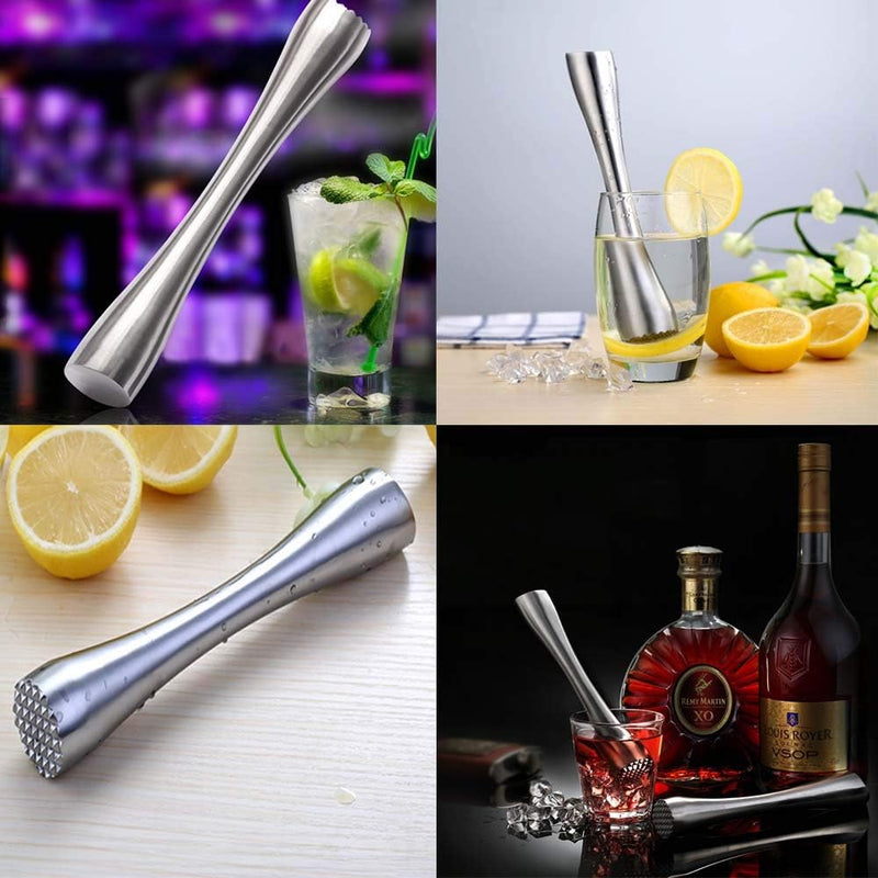 8" Muddler for Cocktails, Professional Stainless Steel Muddler for Old Fashioned Bitters, Creating Mojitos, Margaritas, Mint & Fruit Based Drinks- Ideal Home Bar, Bartender, Kitchen Masher Tool