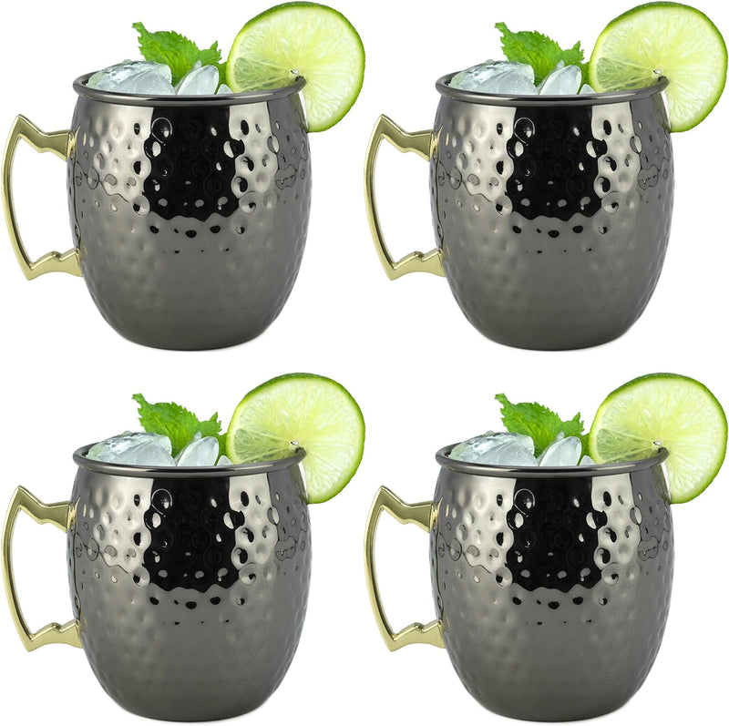 Arora Moscow Mule Mug, Set of 2 Copper Hammered, Durable for Home Dining, Max Capacity 20oz, 3.7" D x 3.9" H