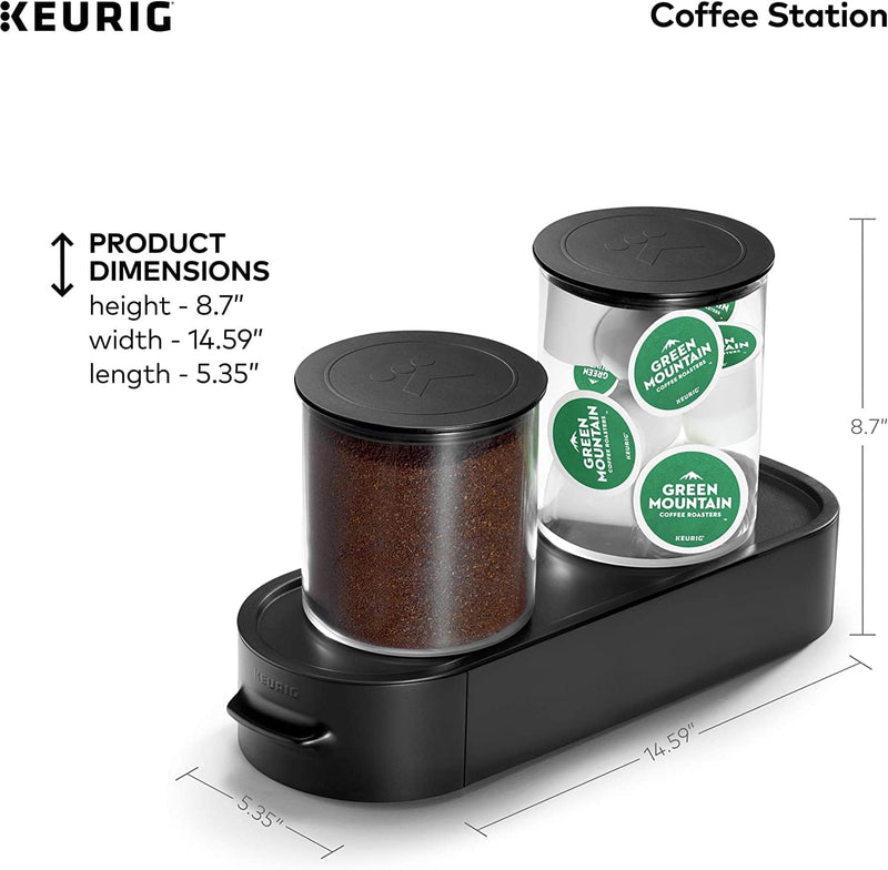 Keurig K-Duo Coffee Maker, Single Serve K-Cup Pod and 12 Cup Carafe Brewer, with Keurig Station K-Cup Pod & Ground Coffee Storage Unit, Black