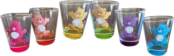 SIHPTO Swear Bears Shot Glasses 6-Pack Mini Glass Set，1.5 Ounces Swear Bears One Mouth Cup，Cocktail, Whiskey Six Colors Shot Glasses Set