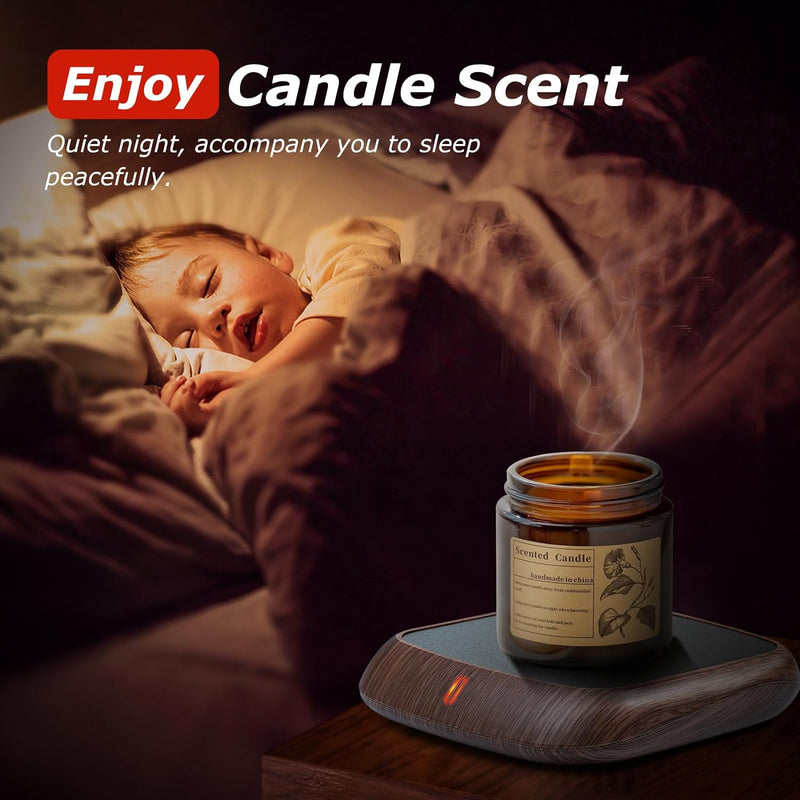 PUSEE Large Candle Warmer Plate with 6H Auto Shut Off, Coffee Mug Warmer with 2 Temp Settings,Wax Candle Warmer Safely Releases Scents Without a Flame,Tea Cup Warmer for Desk in Your Home & Office.