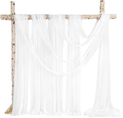 Chiffon Wedding Arch Draping Fabric - 20Ft White Sheer Backdrop - 4 Panels for Ceremony or Party Decoration