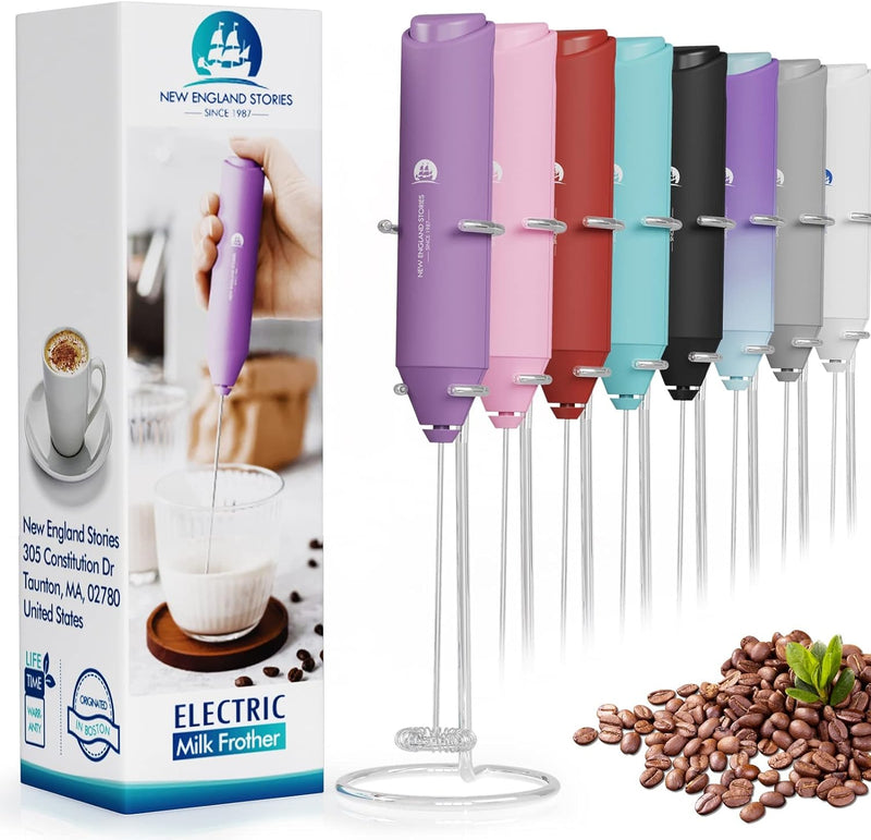 Powerful Milk Frother Handheld Foam Maker, Mini Whisk Drink Mixer for Coffee, Cappuccino, Latte, Matcha, Hot Chocolate, No Stand, Black