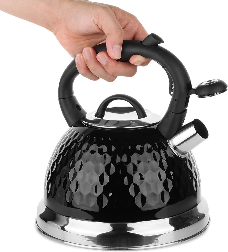 BTaT- Tea Kettle, 2.8 Quart / 3 Liter, Stainless Steel Kettle, Black, Tea Kettle Stovetop, Tea Kettle for Stove Top, Kettle Stovetop, Stove Kettle, Stove Top Kettle