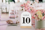 Wedding Table Numbers with Wooden Stands Holders 1-10, White Arch 5X7" Acrylic Signs and Holders, Perfect for Centerpiece, Reception, Decoration, Party, Anniversary, Event