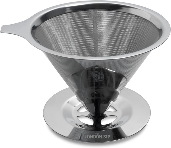 The London Sip Stainless Steel Coffee Dripper Pour Over Coffee Maker, Coffee Slow Brewing Accessories for Home, 1-4 Cup
