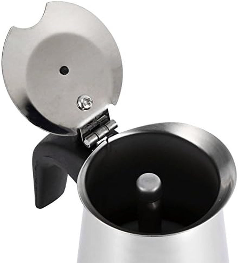 Yosoo Coffee Maker, Stainless Steel Moka Coffee Pot Percolator Stovetop Latte Maker Percolator Stove Top Filter Coffee Maker Pot Easy Clean (200ML 4 Cup)