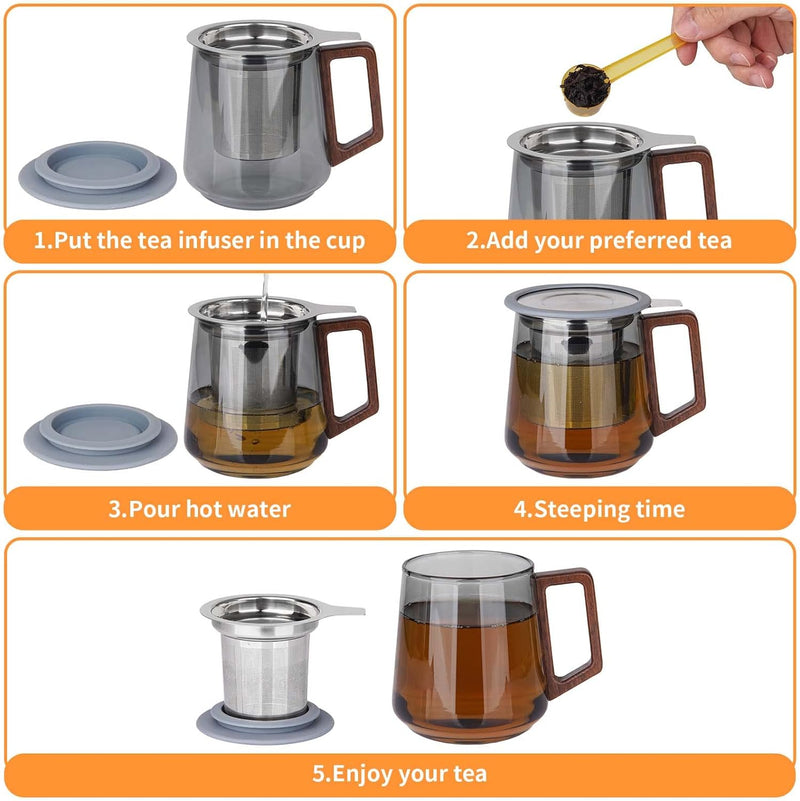 Vaincre Extra Fine Mesh Tea Infuser/ Strainer for Loose Tea, Stainless Steel Tea Steeper/ Diffuser with Large Capacity Tea Basket and Lid, Fits Teapots, Mugs, Cups