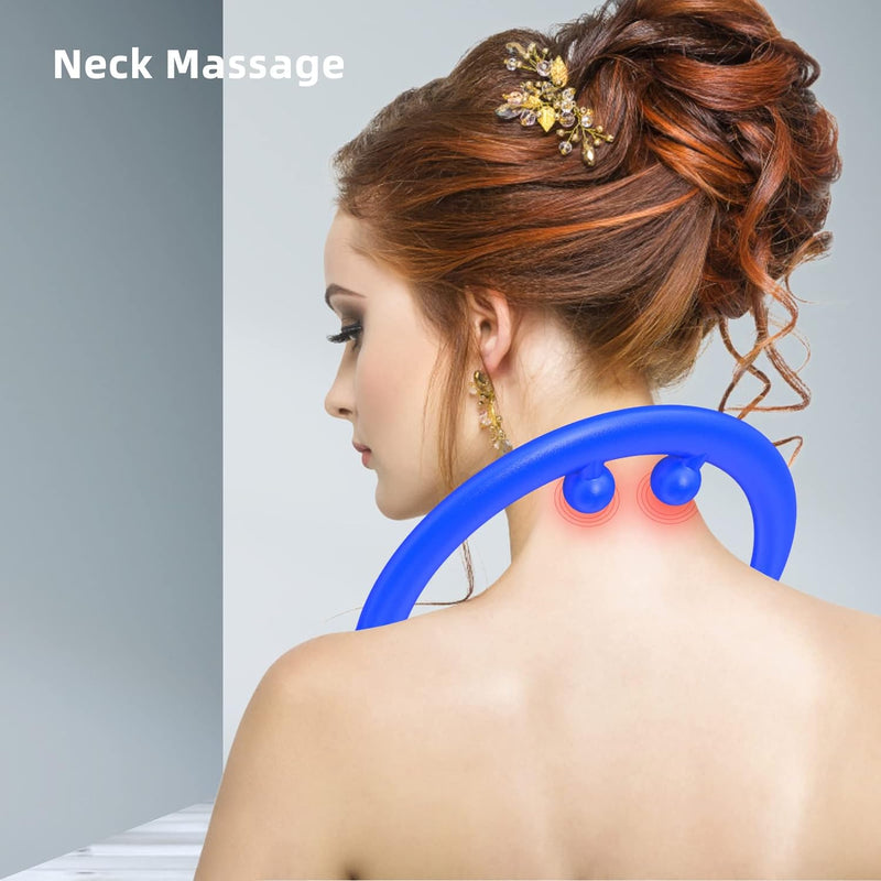 Back and Neck Massager, for Trigger Point Fibromyalgia Pain Relief and Self Massage Hook Cane Therapy(Blue)