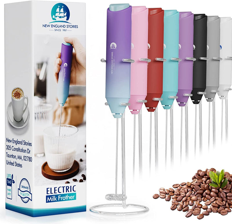 Powerful Milk Frother Handheld Foam Maker, Mini Whisk Drink Mixer for Coffee, Cappuccino, Latte, Matcha, Hot Chocolate, No Stand, Black