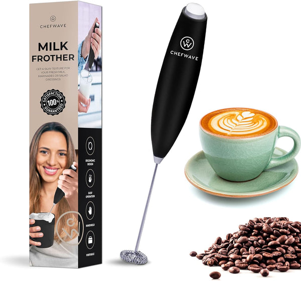 Chefwave | Powerful electric milk frother | Milk frother handheld drink mixer and matcha whisk | BATTERIES INCLUDED!drink mixer handheld | Hand frother, electric stirrer coffee mixer wand