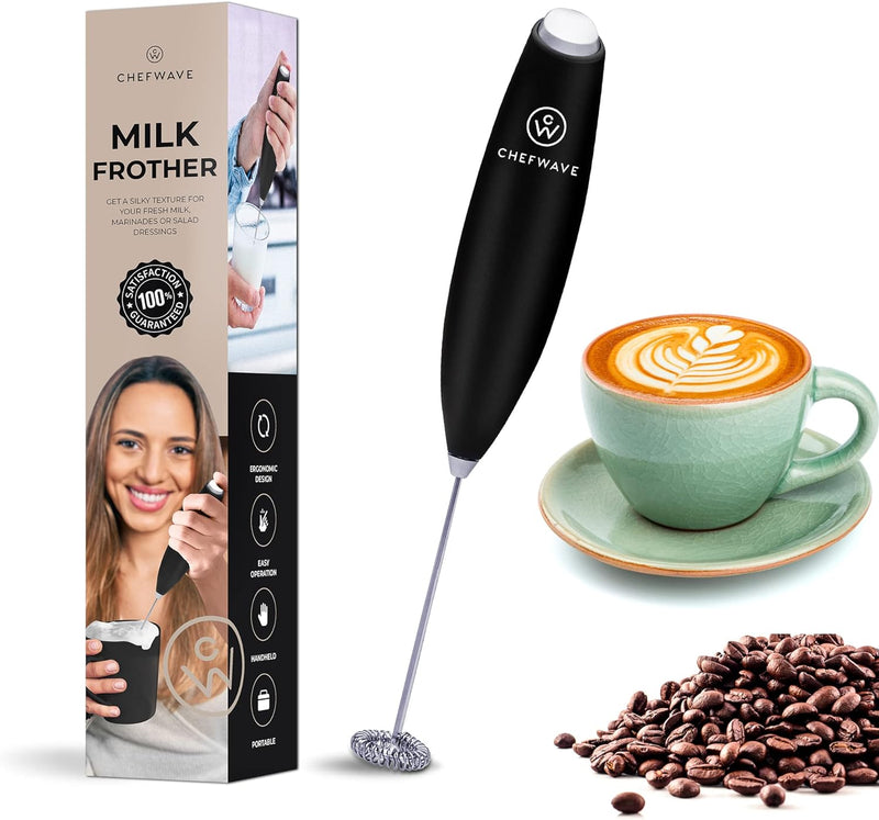 Chefwave | Powerful electric milk frother | Milk frother handheld drink mixer and matcha whisk | BATTERIES INCLUDED!drink mixer handheld | Hand frother, electric stirrer coffee mixer wand