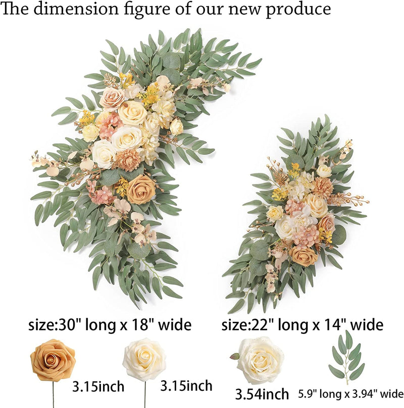 DIY Wedding Arch Flower Swag Set of 2 - Champagne Pink Rose Decorations for Party Floral Backdrops