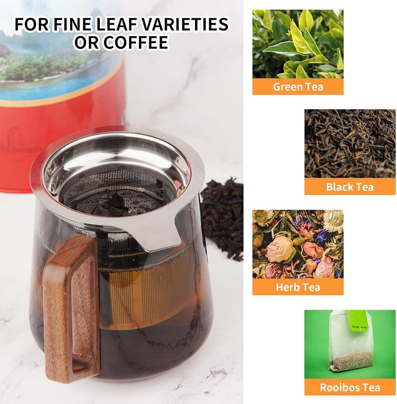 Vaincre Extra Fine Mesh Tea Infuser/ Strainer for Loose Tea, Stainless Steel Tea Steeper/ Diffuser with Large Capacity Tea Basket and Lid, Fits Teapots, Mugs, Cups