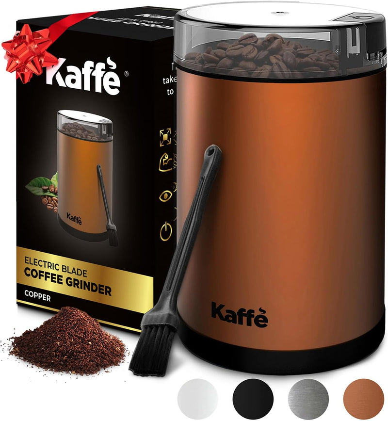 Kaffe Electric Coffee Bean Grinder w/Cleaning Brush. Easy On/Off Operation for Espresso, Cold Brew, Herbs, Spices, Nuts. (14 Cup / 3.5oz) Black