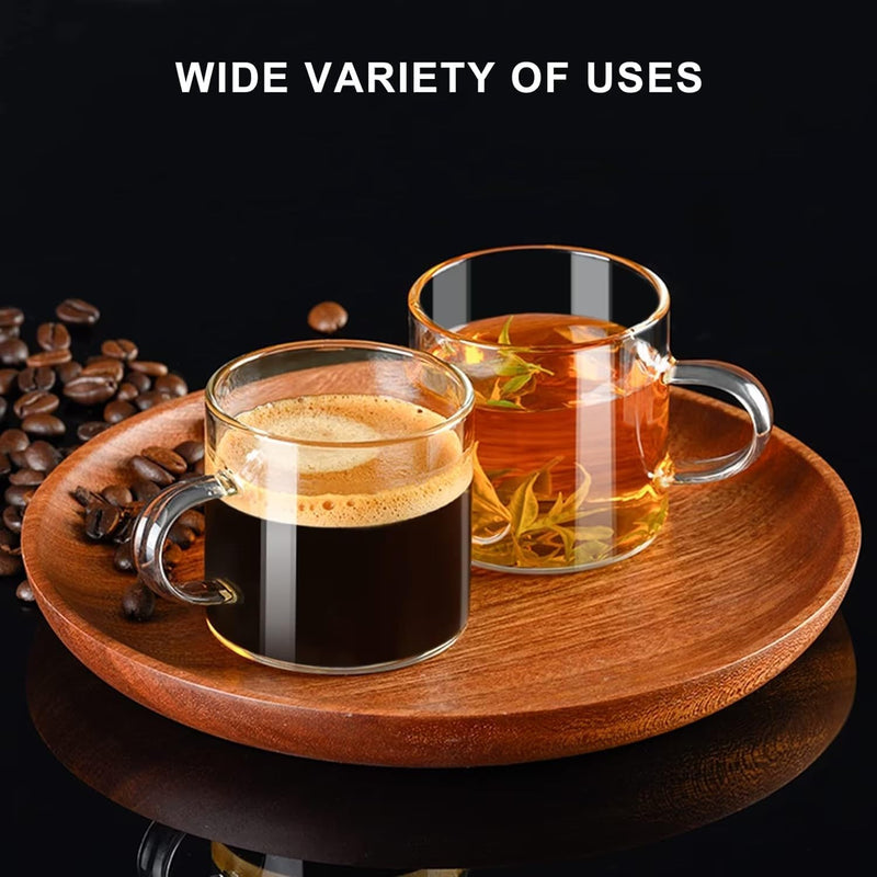 PARACITY Espresso Cups Set Of 2, Insulated Espresso Shot Glass 4.3 OZ, Clear Glass Expresso Coffee Cup with Handle, Borosilicate Espresso Accessories, Small Coffee Cups for Espresso Machine, Tea Cup