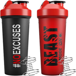 JEELA SPORTS - 2 PACK Protein Shaker Bottles for Protein Mixes With Shake Ball - 24 Oz, Dishwasher Safe Blender Shaker Bottles, Shaker Cup for Protein Shakes for Pre & Post Workout- Gifts, Gym