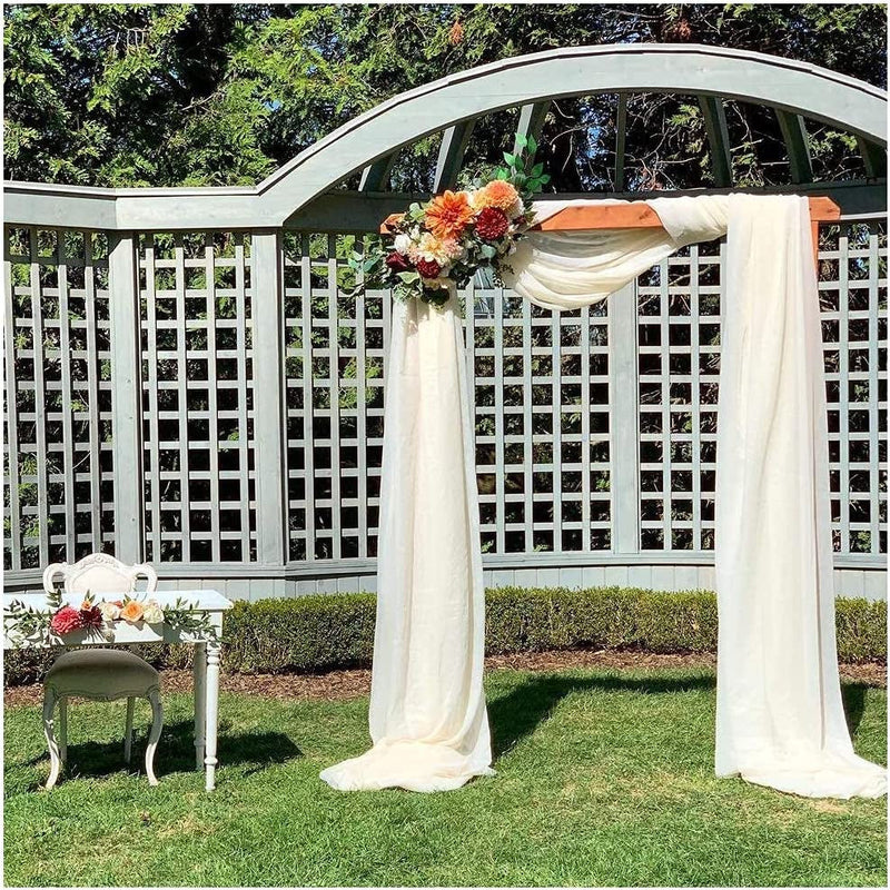 Wedding Arch Draping Fabric - Ivory Chiffon - 2 Panels 6 Yards - Reception Swag Ceiling Backdrop Curtains