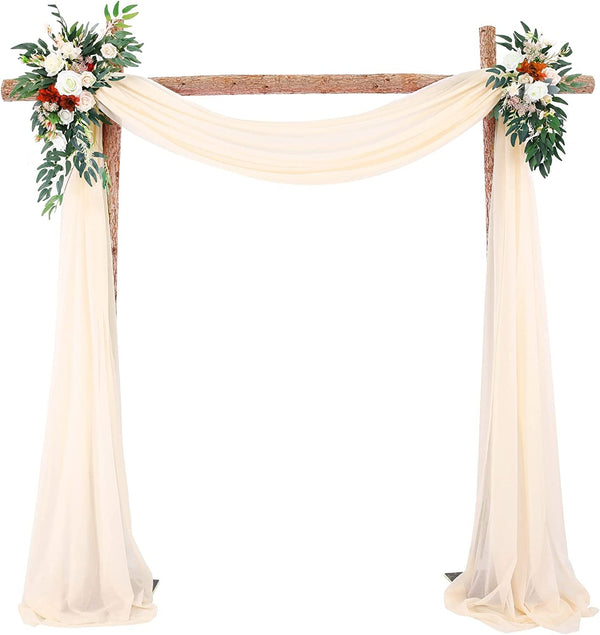 Wedding Arch Draping Fabric 1 Panel 28 X 19Ft - Sheer Champagne Drapes