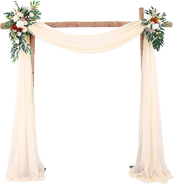 Wedding Arch Draping Fabric, 1 Panel 28" X 19Ft Wedding Arch Drapes Sheer Backdrop Curtain for Wedding Ceremony Party Ceiling Decor (Champagne)