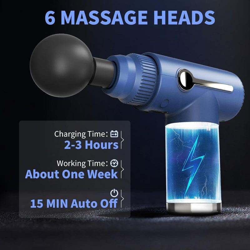 Sejoy Massage Gun, Deep Tissue Mini Massager, Portable Percussion Muscle Massager Gun for Athletes, Electric Pain Relief Handheld Back Massagers, Gift for Men & Women (Blue)