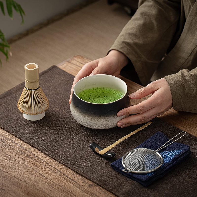 TEANAGOO Japanese Tea Set Matcha Whisk Set Matcha Bowl Bamboo Matcha Whisk (chasen) Scoop (chashaku) Matcha Whisk Holder Tea Making Kit. MSB-5 Matcha Green Tea Powder Kit. Matcha Tea Kit