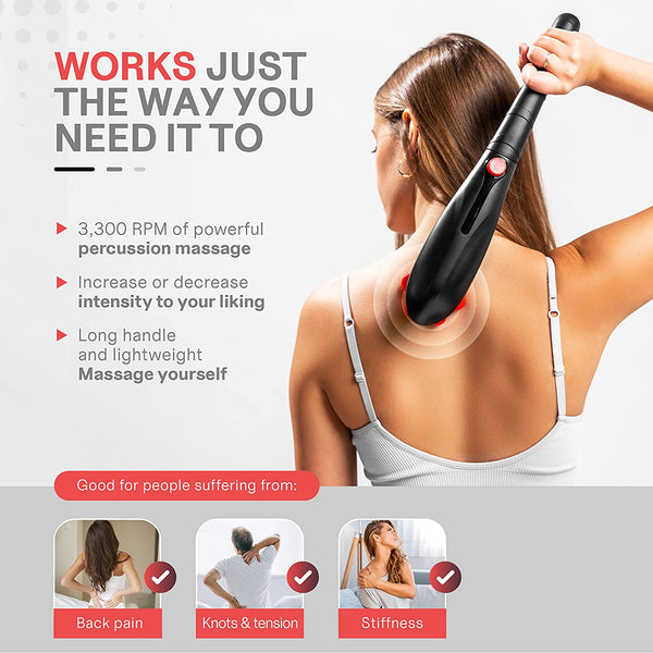 Belmint Hand Held Massager - Back Massager for Back Pain - Rechargeable Handheld Massager Deep Tissue - Cordless Electric Percussion Body Massager for Muscles, Back, Foot, Neck, Shoulder, Leg, Calf