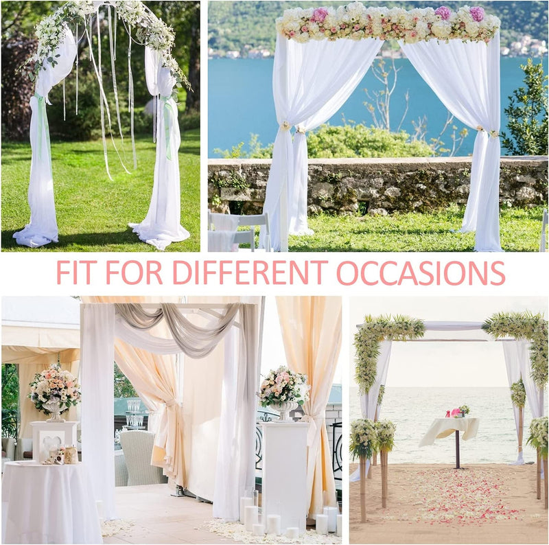 PARTISKY Wedding Arch Draping Fabric - 28 X 19Ft White Sheer Backdrop Curtain