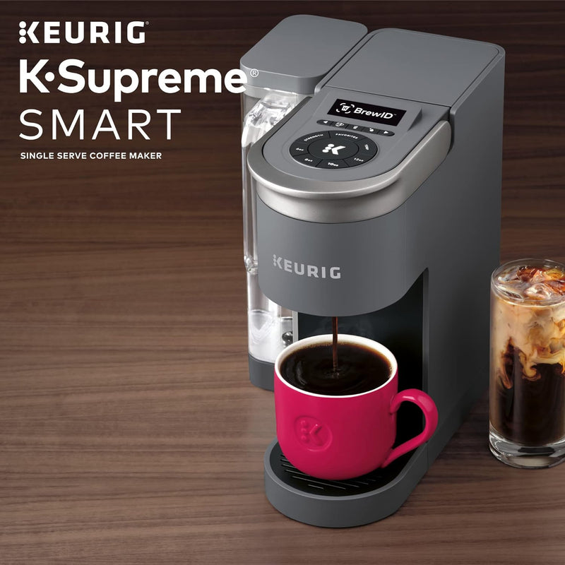 Keurig K-Supreme SMART Coffee Maker, MultiStream Technology, Brews 6-12oz Cup Sizes, Gray