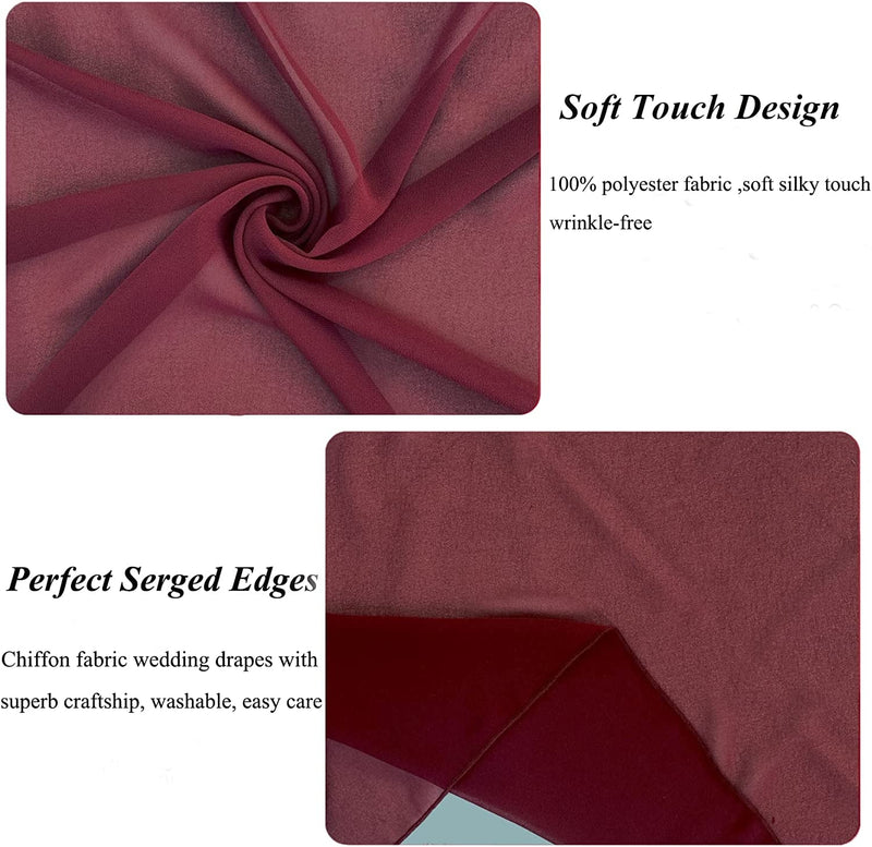 Burgundy Wedding Arch Draping Fabric - 18FT Chiffon Drapes for Backdrop