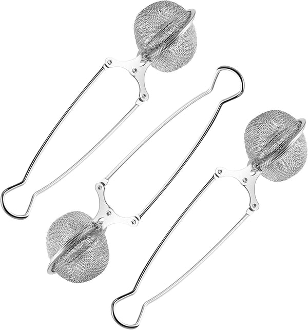 Snap Ball Tea Strainer, Exptolii 3 Pack Stainless Steel Tea Infuser Filter with Handle for Loose Leaf Tea, Spices, Seasonings