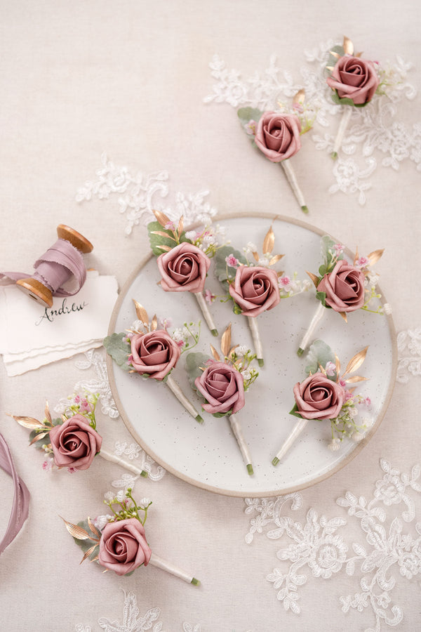 Dusty Rose Cream Guest Boutonnieres