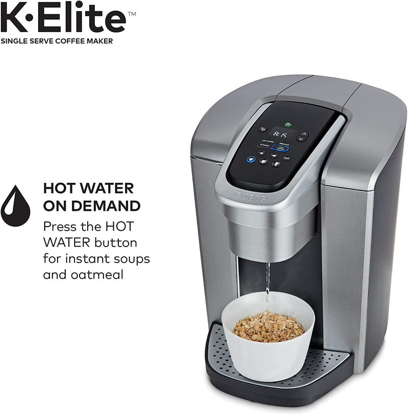 Keurig C K-Elite Maker, Single Serve K-Cup Pod Brewer, With Iced Coffee Capability, Brushed Silver Plus Extra Filter Included, 75oz