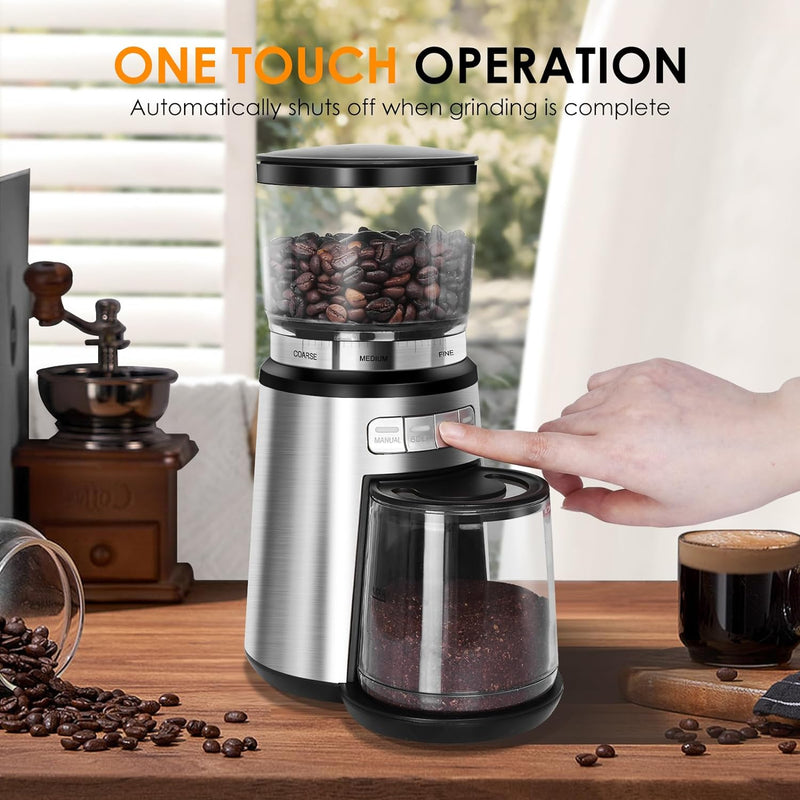 Skyehomo Electric Burr Coffee Grinder, Adjustable Burr Mill Coffee Bean Grinder with 20 Grind Settings 10Cup for Espresso, Drip, French Press, Pour Over, Cold Brew