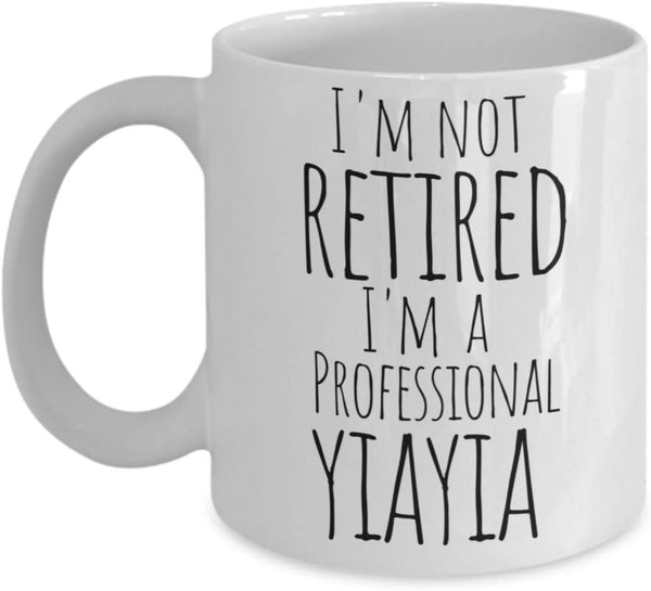 Yiayia Mug for Retired Greek Grandma - Best Mothers Day, Christmas Stocking Stuffer, Birthday or Baby Reveal Gift For a New Grandmother from Grandkids Granddaughter Grandson - 11oz Coffee Tea Cup