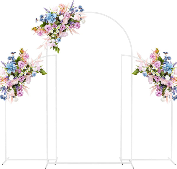 72FT Metal Wedding Arch Stand Set of 3 - White Square Backdrop for Ceremony Anniversary Birthday Party