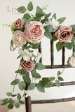 Wedding Aisle Decorations Flower Garland Arrangement for Welcome Sign/Table Centerpieces/Chairs Decor, Set of 2 - Dusty Rose & Cream (Not Include Lantern)