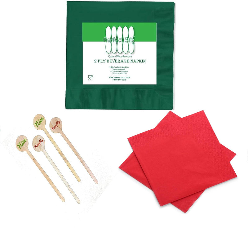 Perfect Stix - Cocktail 6 R- Naughty Nice-50 6" Wooden Cocktail/Drink Stirrers with Naughty or Nice Pack of 50ct