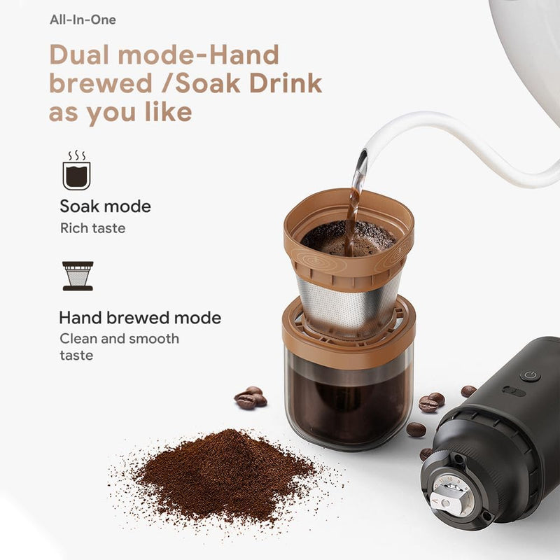 Cornesty Electric Burr Coffee Grinder with Coffee Filter 25 Gears Adjustable 24W Portable Coffee Maker USB Rechargeable Burr Mill Coffee Bean Grinder for Espresso French Press Drip Coffee