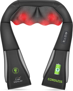 Snailax Cordless Massager - Shiatsu Neck and Shoulder Massager with Heat, Portable, Lumbar, Foot Electric Massage Pillow