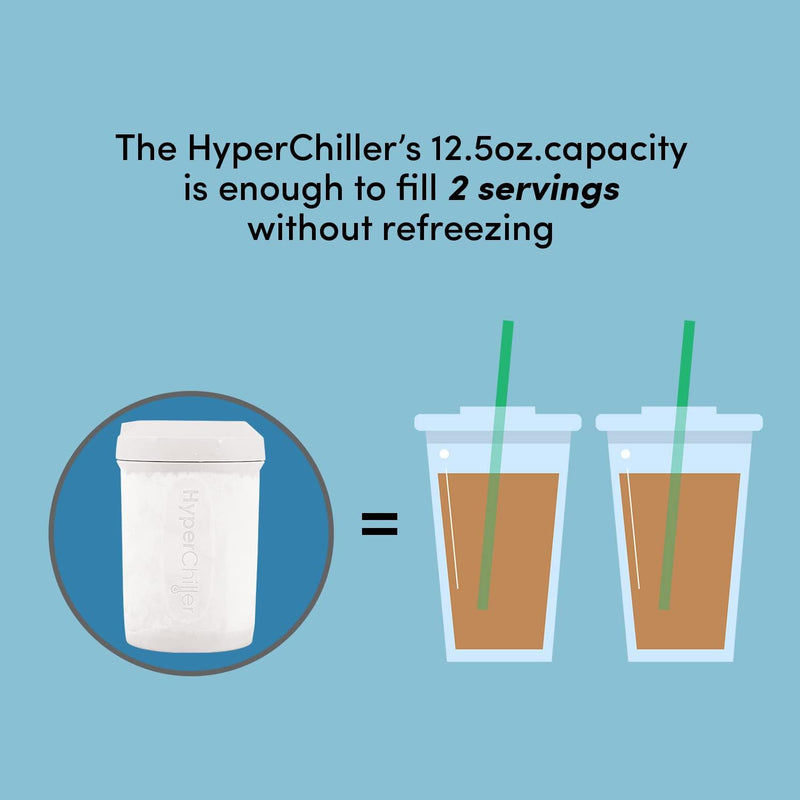 HyperChiller HC2W Patented Iced Coffee/Beverage Cooler, NEW, IMPROVED,STRONGER AND MORE DURABLE! Ready in One Minute, Reusable for Iced Tea, Wine, Spirits, Alcohol, Juice, 12.5 Oz, White