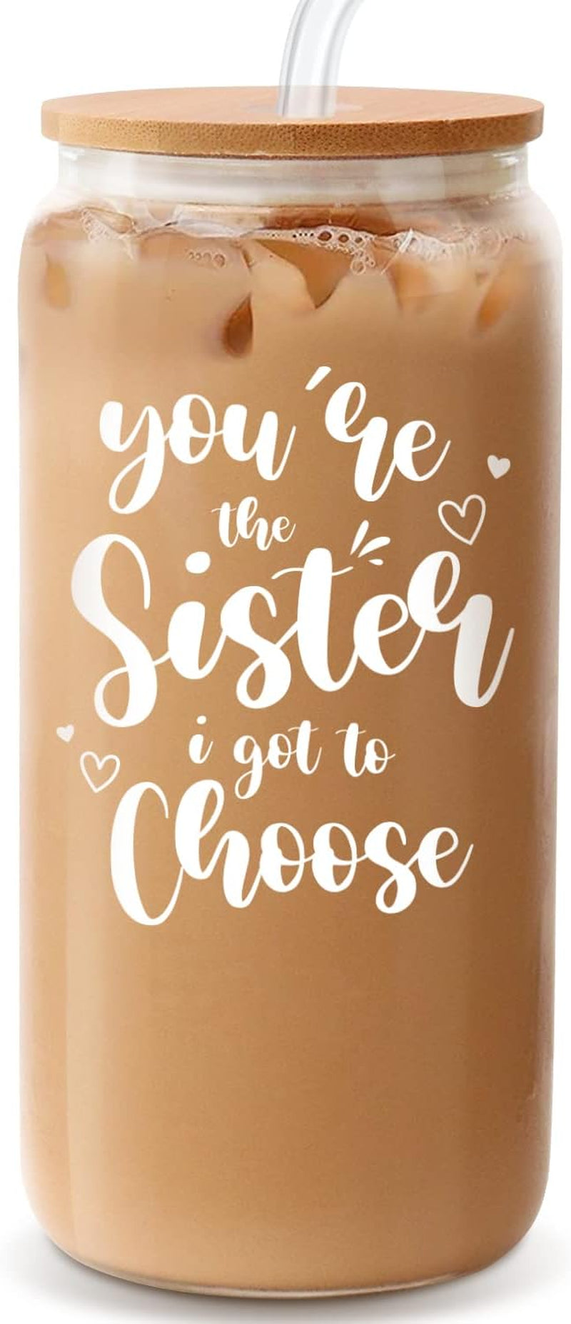 Sisters Gifts from Sister, Friendship Gifts for Women Friends, Gifts for Sister, Best Friend Birthday Gifts, Birthday Gifts for Sister, Friend Gifts, Bestie Gifts - 18 oz Coffee Glass(Sister 1)