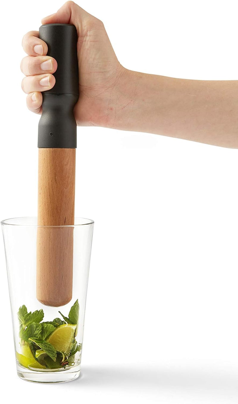 Rabbit 2-in-1 Muddler & Citrus Reamer, Beech Cocktail Muddler, Made from Solid Oiled, Wood/Black