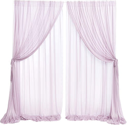 2-Layer Chiffon Wedding Backdrop Curtains - Lilac BridalBaby Shower Decor