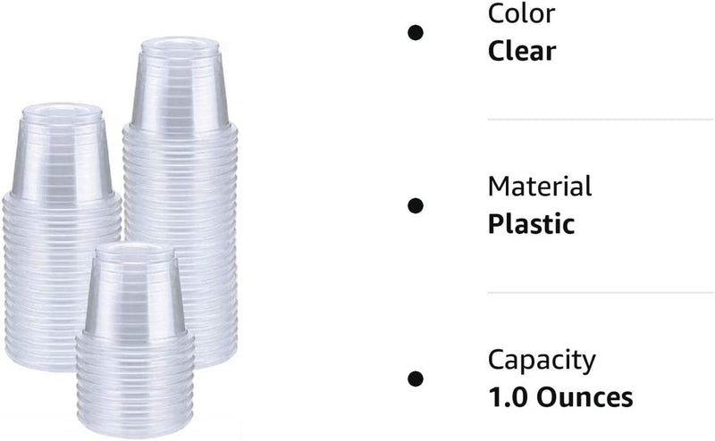 [400 Count -1oz] Disposable Plastic Shot Glasses,Clear Small Cups,Condiment Cups,CondimentsTasting, Sauce, Dipping, Samples Cups