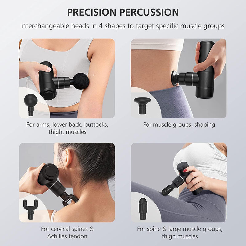 GLDN Mini Massage Gun, Handheld Percussion Deep Tissue Massager with High Definition LCD Touch Display, Multiple Massage Heads for Back Pain, Neck Pain, Arthritus & Muscle Soreness