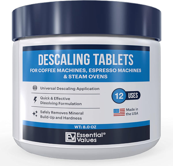 Coffee Cleaner Descaling Tablets - 12 Count Descaler Coffee Machine - For Jura, Miele, Bosch, Tassimo Espresso Machines and Miele Steam Ovens by Essential Values